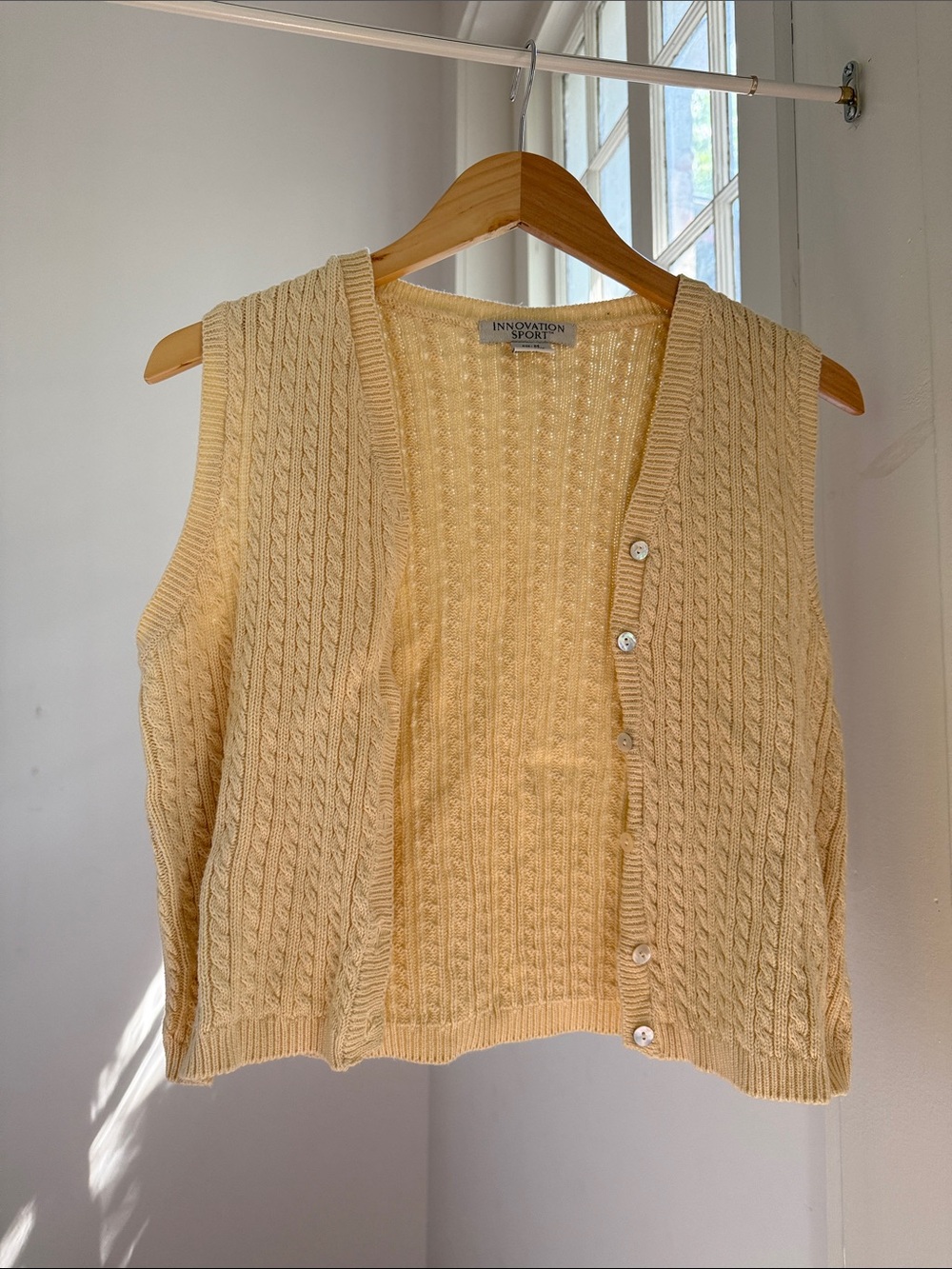 Cream Cable-Knit Button Cardigan Vest